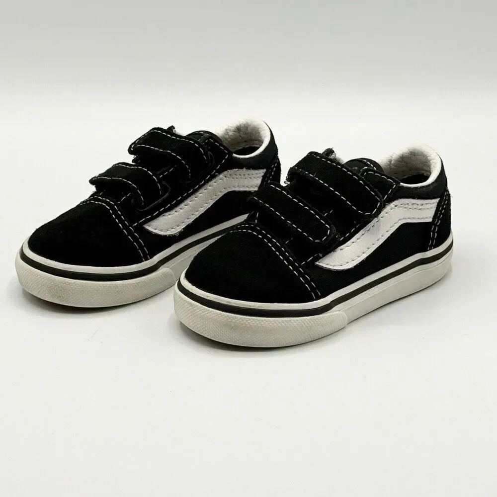 Vans Aplix Black and White Skate Sneakers - Toddler US 5